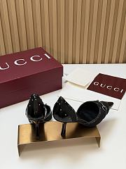 Fortok Gucci Savoy Pump Pink Horsebit d'Orsay Silhouette Canvas GG Black 7.5cm - 2