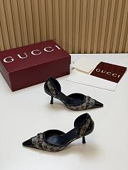 Fortok Gucci Savoy Pump Pink Horsebit d'Orsay Silhouette Canvas GG 7.5cm - 2