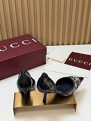Fortok Gucci Savoy Pump Pink Horsebit d'Orsay Silhouette Canvas GG 7.5cm - 6
