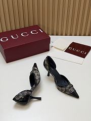 Fortok Gucci Savoy Pump Pink Horsebit d'Orsay Silhouette Canvas GG 7.5cm - 3
