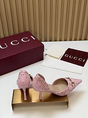 Fortok Gucci Savoy Pump Pink Horsebit d'Orsay Silhouette Canvas GG Pink 7.5cm - 6