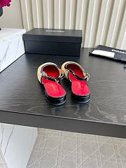 Fortok Chanel Slingback Pumps Beige Suede Glossy Black Patent Leather Toe Cap - 4