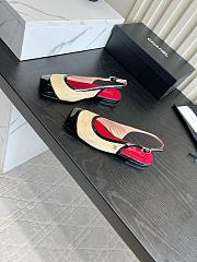 Fortok Chanel Slingback Pumps Beige Suede Glossy Black Patent Leather Toe Cap - 6