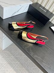 Fortok Chanel Slingback Pumps Metallic Gold Glossy Black Patent Leather Toe Cap - 3