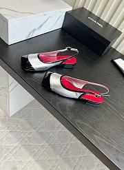 Fortok Chanel Slingback Pumps Metallic Silver Glossy Black Patent Leather Toe Cap - 4