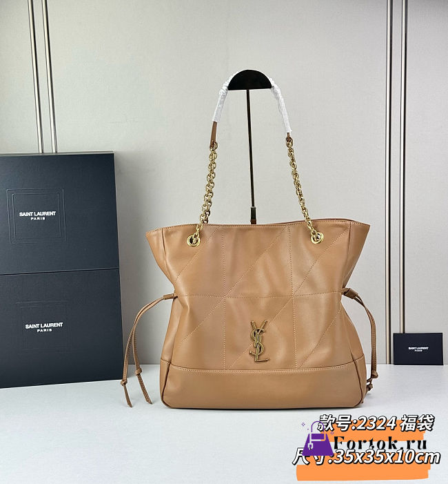 Fortok Saint Laurent YSL Jamie Shopping Brown Tan 35x35x10cm - 1