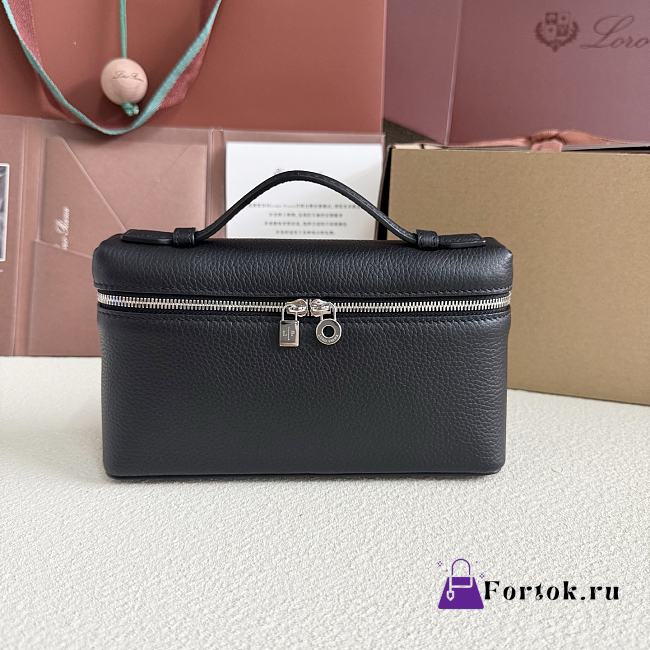Fortok Loro Piana Extra Pocket L19 Grained Calfskin Black 11 x 19 x 6.5cm - 1