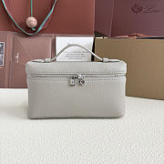 Fortok Loro Piana Extra Pocket L19 Grained Calfskin Light Grey 11 x 19 x 6.5cm - 1