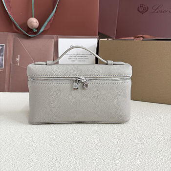 Fortok Loro Piana Extra Pocket L19 Grained Calfskin Light Grey 11 x 19 x 6.5cm