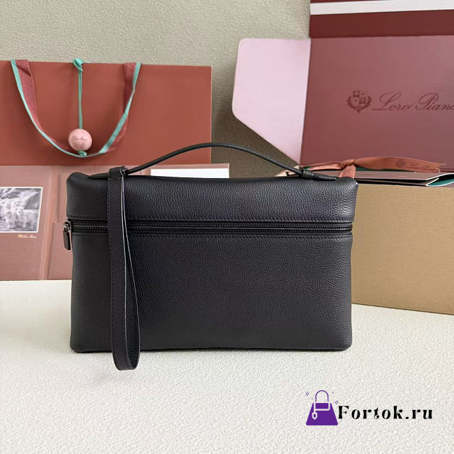 Fortok Loro Piana Extra Pouch L29 Grained Calfskin Black 29 x 18 x 5 cm - 1