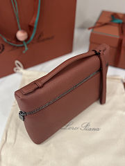 Fortok Loro Piana Extra Pouch L29 Grained Calfskin Kummel 29 x 18 x 5 cm  - 6