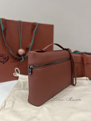 Fortok Loro Piana Extra Pouch L29 Grained Calfskin Kummel 29 x 18 x 5 cm  - 5