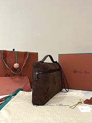 Fortok Loro Piana Extra Pouch L29 Calfskin Brownie 29 x 18 x 5 cm - 5