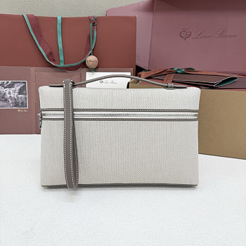 Fortok Loro Piana Extra Pouch L29 Canvas Grey 29 x 18 x 5 cm