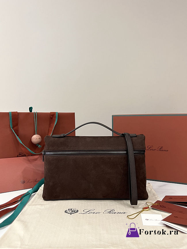 Fortok Loro Piana Extra Pouch L29 Calfskin Brownie 29 x 18 x 5 cm - 1