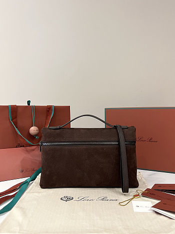 Fortok Loro Piana Extra Pouch L29 Calfskin Brownie 29 x 18 x 5 cm
