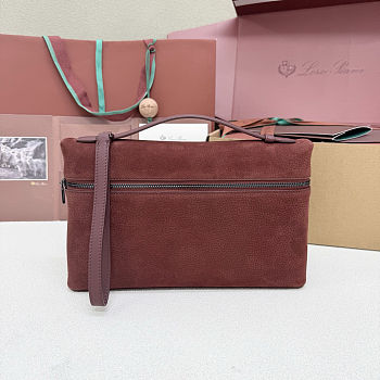 Fortok Loro Piana Extra Pouch L29 Calfskin Burgundy 29 x 18 x 5 cm