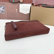 Fortok Loro Piana Extra Pouch L29 Calfskin Burgundy 29 x 18 x 5 cm - 5