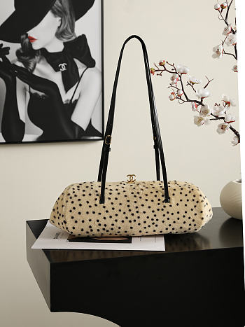 Fortok Chanel Pony Hair Cheetah Print Long Clutch 36*12.5*13cm