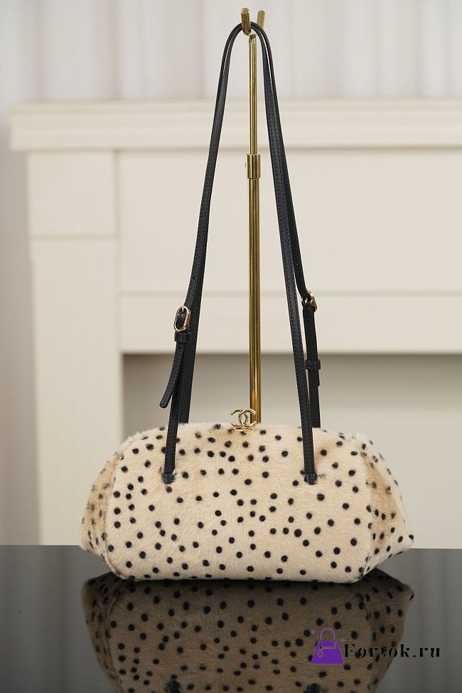 Fortok Chanel Pony Hair Cheetah Print  Clutch 29.5x13x20cm - 1