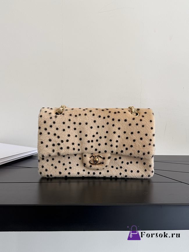Fortok Chanel Pony Hair Cheetah Print Medium Flap Bag 15×25×6.5cm - 1