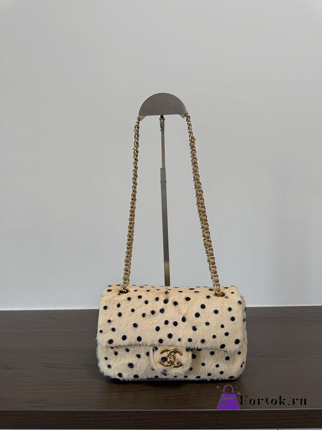 Fortok Chanel Pony Hair Cheetah Print Mini Flap Bag 12×20×6cm - 1