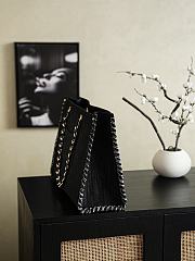 Fortok Chanel Denim Embroidered Airplane Night Flight Tote Black 30x40cm - 5