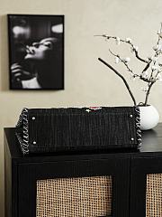 Fortok Chanel Denim Embroidered Airplane Night Flight Tote Black 30x40cm - 4