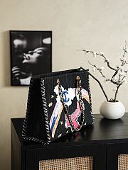 Fortok Chanel Denim Embroidered Airplane Night Flight Tote Black 30x40cm - 2