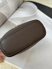 Fortok Chanel Micro Top Handle Round Hobo Pouch Grained Calfskin Brown 11*11*4cm - 6