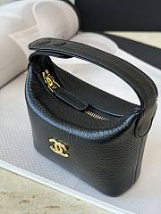 Fortok Chanel Micro Top Handle Round Hobo Pouch Black  - 4