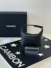 Fortok Chanel Micro Top Handle Round Hobo Pouch Black  - 2