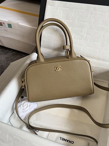 Fortok Chanel Large Bowling Bag Khaki 20.5x11.5x9cm 