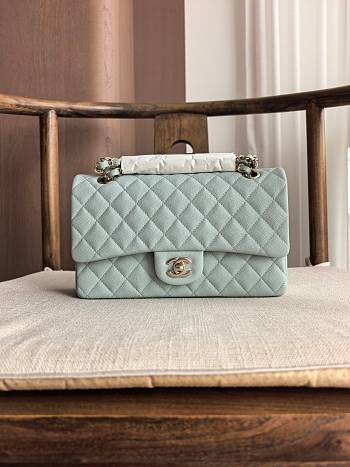 Fortok Chanel Medium Flap Bag Blue 25.5cm