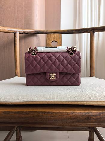 Fortok Chanel Small Flap Bag Burgundy 23cm 