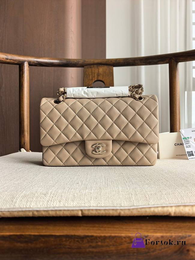 Fortok Chanel Medium Flap Bag Millk Tea 25.5cm - 1