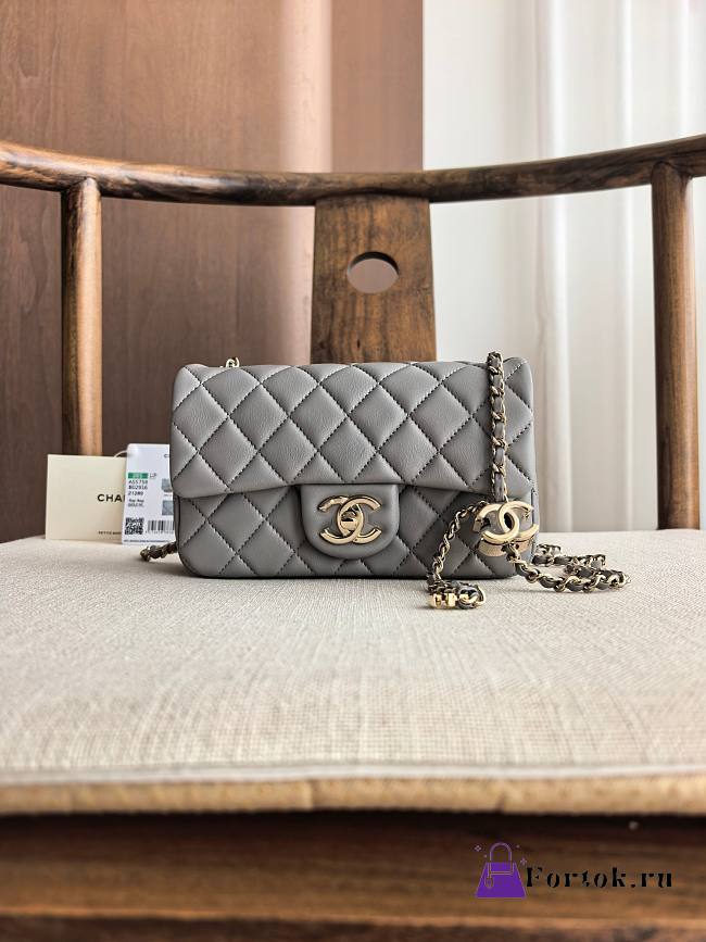 Fortok Chanel Mini Flap Bag Grey 20cm - 1