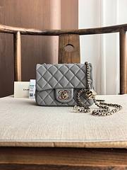 Fortok Chanel Mini Square Flap Bag Grey 17cm - 1