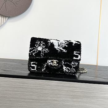 Fortok Chanel Small Flap Bag Sequins & Gold-Tone Metal 20cm