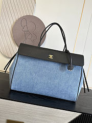Fortok Chanel Urban Essential Shopping Bag Blue Denim 33×43×17.5cm - 1