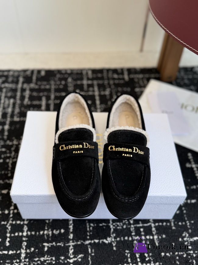Fortok Dior Boy Mule Black Suede Shearling Lining - 1