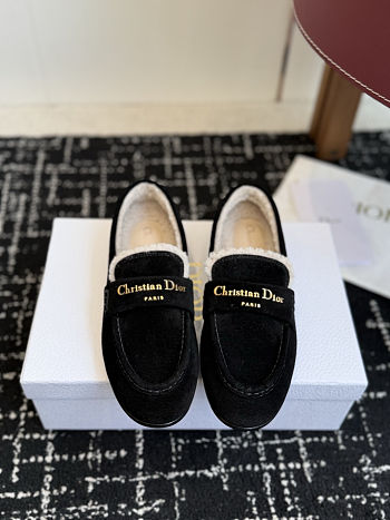 Fortok Dior Boy Mule Black Suede Shearling Lining