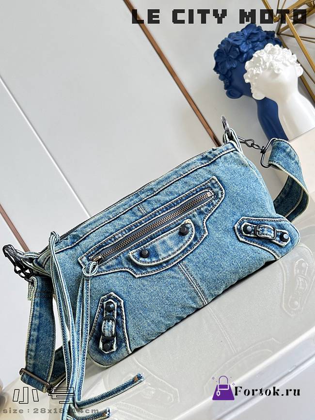Fortok Balenciaga Le City Moto Small Denim 28x18x14cm - 1