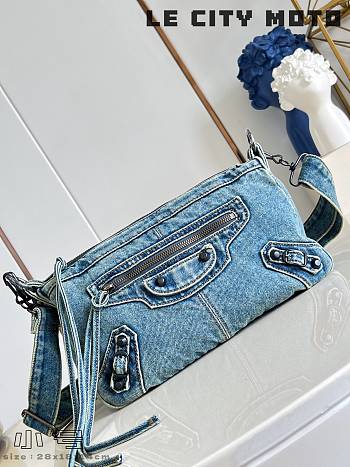 Fortok Balenciaga Le City Moto Small Denim 28x18x14cm