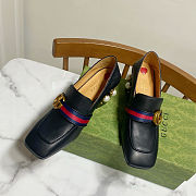 Fortok Gucci GG Marmont Web Pearl Loafer Pumps Black 7.5cm - 2