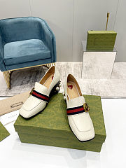 Fortok Gucci GG Marmont Web Pearl Loafer Pumps White 7.5cm - 6