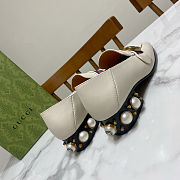 Fortok Gucci GG Marmont Web Pearl Loafer Pumps White 3.5cm - 4