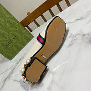 Fortok Gucci GG Marmont Web Pearl Loafer Pumps White 3.5cm - 2