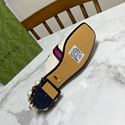 Fortok Gucci GG Marmont Web Pearl Mules Pumps White 3.5cm - 4