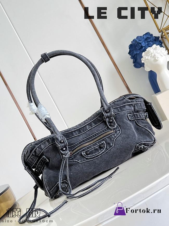 Fortok Balenciaga Le City Moto Large Denim Black 40x16.5x16cm - 1